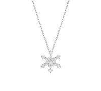 Stfery White Gold Diamond Necklace 14K, Pave Snowflake Pendant with Natural Diamonds 0.26ct, Necklace Real Gold Au585 for Women