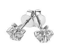 Stfery White Gold Diamond Stud Earrings 9K, Womens Butterfly Earrings with 0.12ct Diamonds Gold Au375