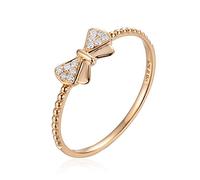 Stfery Women Engagement Ring 18K Rose Gold Bow Set with 0.05ct Round Diamonds Promise Bands Size O 1/2