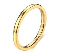 Stfery Women Polished Plain Titanium Steel Ring, 2mm Curve Gold Ring for Couple Size V 1/2
