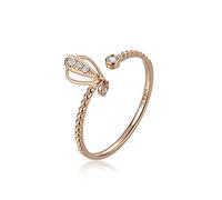Stfery Women Wedding Ring Rose Gold 18K Set with 0.05ct Round Diamond Anniversary Bands Size O 1/2
