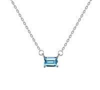 Stfery Womens 9 Kt White Gold Solitaire Necklace, 1ct Rectangular Topaz Collier Necklace Real Gold AU375