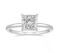 Stfery Womens 925 Silver 2.5ct Square Solitaire Ring, 7x7mm Classic Cubic Zirconia Sterling Silver Promise Ring Size L 1/2