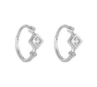 Stfery Womens Platinum Huggie Earrings, Bezel Square Moissanite Hoop Earrings Real Gold PT950 for Her