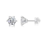 Stfery Womens Platinum Solitaire Stud Earrings, 1ct Round Moissanite Stud Earrings Real Gold PT950 for Her