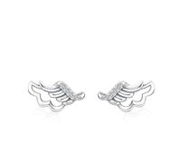 Stfery Womens Platinum Stud Earrings Real Gold, Angel Wings Stud Pave Moissanite PT950 for Her
