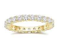 Stfery Women's Row Eternity 925 Sterling Silver Ring, 3mm Cubic Zirconia Gold Band Ring for Her Size O 1/2