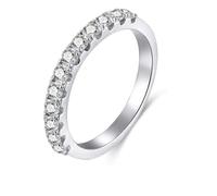 Stfery Womens Sterling Silver Half Eternity Ring, 3mm Cubic Zirconia 925 Silver Stackable Ring Size L 1/2