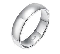 Stfery Womens Sterling Silver Plain Ring, 5.5mm Curve Polished 925 Silver Band for Couple Size P 1/2