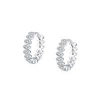 Stfery Womens White Gold Eternity Hoop Earrings 14 Kt Real Gold, Marquise Huggie Hoops with Round Moissanite AU585 for Her