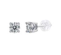 Stfery Womens White Gold Solitaire Stud Earrings 9 Karat, 1ct Round Moissanite Stud Earrings Real Gold AU375 for Her