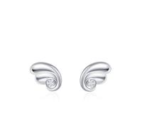 Stfery Womens White Gold Stud Earrings 14 Karat Real Gold, Cute Angel Wing Stud with Moissanite AU585 for Her