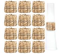 STFMHEZ 12PCS Napkin Rings Set, Natural Water Hyacinth Napkin Ring Holder, Handmade Farmhouse Woven Napkin Rings Napkin Buckle for Christmas Lunch Thanksgiving Party Holiday Wedding Table Decoration