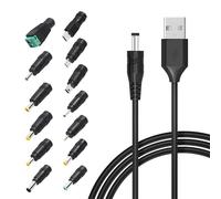 STFMHEZ USB to DC 5V Cable, 1.5M Universal Power Cable Charging Cord With 13 Interchangeable DC Connectors Tips - 5.5x2.1mm, 5.5x2.5mm, Type C, Micro USB, Mini USB and More