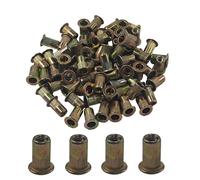 STFRBTH 110PCS 10#-24 UNC Rivet Nuts, Carbon Steel Flat Head Threaded Insert with Knurled Body, Zinc Plated Rivnut Kit for Metal & Wood Applications