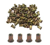 STFRBTH 110PCS 8#-32 UNC Rivet Nuts, Carbon Steel Flat Head Threaded Insert with Knurled Body, Zinc Plated Rivnut Kit for Metal & Wood Applications