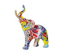 Stgbcst Colourful Elephant Ornaments Watermark elephant, Random Colors, Elephant Resin Statue Graffiti Elephants for Bookshelf Storage Shelf Dining Table and Fireplace Decoration (Pearl Elephant）