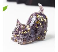 Stgbcst Exclusive Hand Carved Crystal Cat Figurine - 4.5 x 4.2 x 3 cm, Gemstone Cat Decoration for Home, Collectible as Elegant Cat Crystal Statue & Decorative Cat Crystal Piece (Purple)