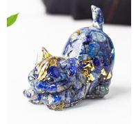 Stgbcst Exclusive Hand Carved Crystal Cat Figurine - 4.5 x 4.2 x 3 cm, Gemstone Cat Decoration for Home, Collectible as Elegant Cat Crystal Statue & Decorative Cat Crystal Piece (Blue)