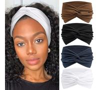 STGDAK 4 Pack Bandana Headbands for Women Large Turban Head Wraps Wide Headband Twist Knot Head Band Scarf Criss Cross Cute Hairband Workout Hair Wrap Fashion Turban Headband for Women’s Hair