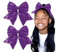 STGDAK Big Hair Bow Clips Glitter Purple Cheer Bows Sequin Cheerleading Bow For Hair Accessories For Girls Women Softball Festivals