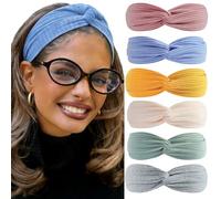 STGDAK Headband Twist Knotted Head Scarf Solid Color Headbands For Women Non Slip Head Bands Elastic Headwraps Yoga Workout Turban Criss Cross Hair Band Boho Bandana Hair Accessories For Women Girls