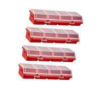 Stgfyxgs 4 Pack Screw Storage Boxes, Dividers, Dustproof, for Electronic Components, Small Items, Craft Rooms, Workshops, Red