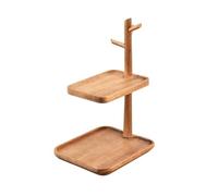 Stgfyxgs Acacia Wood Two Tray Storage Rack with Small Upper Tray and Larger Lower Tray Organization of Personal Belongings Suitable for Vanity Entryway Corner, Brown