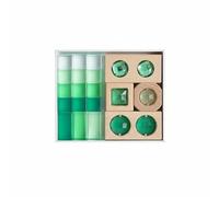 Stgfyxgs Children Building Blocks Color Sorting Stacking Set Acrylic Rainbow Blocks Wooden Base Transparent Light Passing Pieces for sensory light play and, Transparent Green