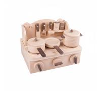 Stgfyxgs Children Play Kitchen Wooden Pretend Kitchen Set Role Play Cooktop With Turning Knobs Pots And Cooking Tools For Confidence Building Suitable for daycare home playroom