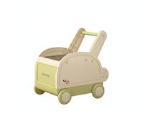 Stgfyxgs Children Trolley Cart Organizer Carrier Push Toy With Rolling Storage Box And Stable Grade PP Shell suitable for nursery use home play learning to walk, White Green, Small