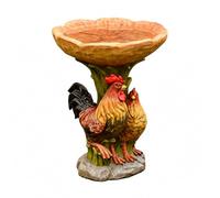 Stgfyxgs Freestanding Bird Feeder with Pedestal Pedestal Bird Bath with Decorative Figure Easy to Place Garden Decor for Patio, Roosters