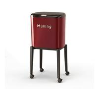 Stgfyxgs Kitchen Waste Bin Trash Can With Lid On Wheels Rolling Garbage Container Mobile Rubbish Cart Elevated Frame Press Open Lid Space Saving Suitable for room office home cleaning, Red