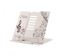 Stgfyxgs Music Stand Portable Desktop Stainless Steel Sheet Music Holder Foldable Adjustable Viewing Stable Non-Slip Pads Suitable for Artists Students Kitchen Reading, White