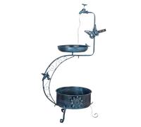 Stgfyxgs Outdoor Bird Bath with Iron Planter Stand 36" Bird Bath with Solar Light for Garden Patio Decor