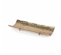 Stgfyxgs Oval Serving Tray Decorative Platter Display Dish Centerpiece Organizer With Artisanal Texture And Low Profile In Aluminum Suitable for hosting fruit, 49 18.5 H5cm, Gold Small