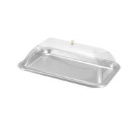Stgfyxgs Stainless Steel Serving Tray with A High, Transparent Lid, Suitable As A Cake Plate for Presenting And Protecting Snacks for Tea Time, Cafes, And Rest, Multi, 40x30x2cm