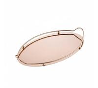 Stgfyxgs Stainless Steel Tray Featuring Beaded Border Functional Double Handles Stylish Mirror-Finish Platter Suitable For Storage Dining Room Entryway, Rose Gold, Large 44 27 6cm