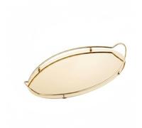 Stgfyxgs Stainless Steel Tray Featuring Beaded Border Functional Double Handles Stylish Mirror-Finish Platter Suitable For Storage Dining Room Entryway, Gold, Large 44 27 6cm