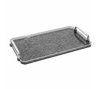 Stgfyxgs Transparent Serving Tray Rectangular Decorative Vanity Organizer with Lightweight Sturdy Design for Serving Coffee Tea Suitable for Beauty Salon Office Dining Room, Smoke Gray, L