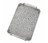 Stgfyxgs Transparent Serving Tray Rectangular Decorative Vanity Organizer with Lightweight Sturdy Design for Serving Coffee Tea Suitable for Beauty Salon Office Dining Room, Smoke Gray Silver, M