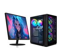 STGsivir Gaming PC Bundle, Gaming Computer Desktop, AMD 3000G 3.5GHz, RX 580 16GB, 16GB RAM, 512GB SSD, 600M WiFi, BT 5.0, Windows 11, 24" Monitor