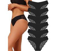 Sth Big Cheeky Underwear for Women Lace No Show Bikini Soft Breathe Seamless Panties Ladies Sexy Hipster Set 6 Pack, Color B, M