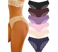 Sth Big Cheeky Underwear for Women Lace No Show Bikini Soft Breathe Seamless Panties Ladies Sexy Hipster Set 6 Pack, Mixcolor a 6pack, M