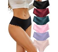 Sth Big Seamless Knickers for Women High Waisted No VPL Underwear for Women No Show Panties Wave Edge Ladies Briefs Knickers Packs Multipack 6