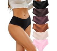 Sth Big Seamless Knickers for Women High Waisted No VPL Underwear for Women No Show Panties Wave Edge Ladies Briefs Knickers Packs Multipack 6