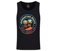 Sth. Shore Men's Manhattan Beach Motif Print Cotton Vest Top Jet Black