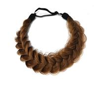 Sthejfb 2 Strands Braided Headband Classic Messy Thick Braided Wide Elastic Quality Synthetic Braiding Headband for Women and Girls Bohem Brown Hair Braid 1 Count (Pack of 1)