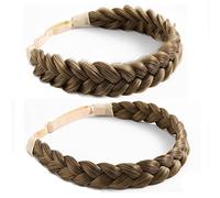 STHEJFB Braid Headband 2 3 Strands combinations Messy Wide Chunky Fluffy Elastic Stretch Hairpiece Braided Headband Women Girl Beauty accessory (Chestnut brown scented kiss)