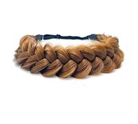 STHEJFB Braid Headband 2 Strands Messy Classic Chunky Plaited Wide Braids Elastic Stretch Quality Synthetic Braided Headband Women Girl Bohemian Hair Braid 65g (Fluffy 27)